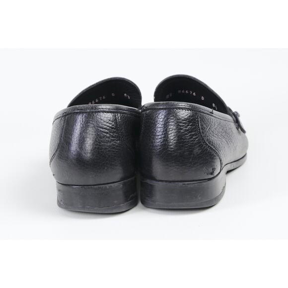 Salvatore Ferragamo Loafers Black Pebble Grain Leather Gancini Bit Mens Size 8.5 main image 6